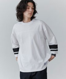 coen(coen)/USAコットンフットボール7分袖Tシャツ/WHITE