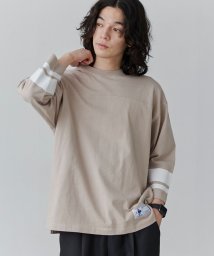 coen(coen)/USAコットンフットボール7分袖Tシャツ/BEIGE