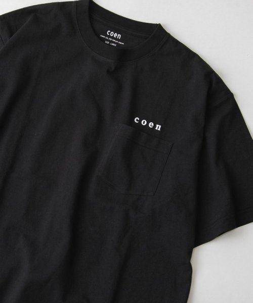 coen(coen)/USAコットンコーエンロゴ刺繍Tシャツ/BLACK
