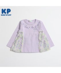 KP(ケーピー)/KP(ケーピー)スイートピー柄シフォンの切り替えTシャツ(80～90)/ラベンダー
