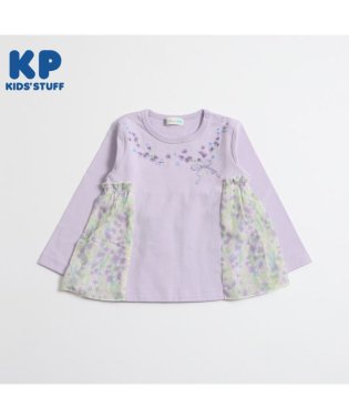 KP/KP(ケーピー)スイートピー柄シフォンの切り替えTシャツ(80～90)/505920999