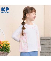 KP(ケーピー)/KP(ケーピー)スイートピー柄シフォンの切り替えTシャツ(100～130)/オフホワイト