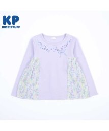 KP(ケーピー)/KP(ケーピー)スイートピー柄シフォンの切り替えTシャツ(100～130)/ラベンダー