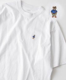 coen(coen)/USAコットンワンポイントベア刺繍Tシャツ/WHITE