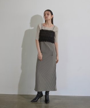 MIELI INVARIANT/Stripe Square N/C Knit Dress/505927604