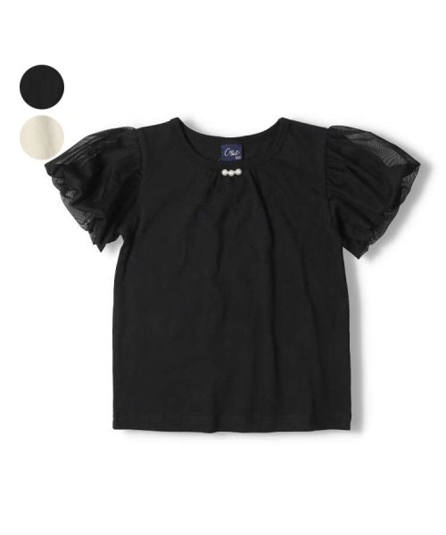 Crescent(クレセント)/【子供服】 crescent (クレセント) 袖チュール半袖Tシャツ 80cm～140cm N42814/ブラック