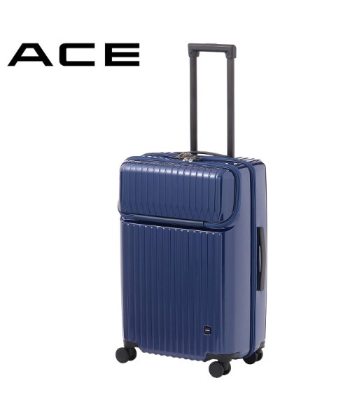 ACE(エース)/エース スーツケース Mサイズ 59L トップオープン フロントオープン ストッパー付き ACE 06537 キャリーケース キャリーバッグ/ブルー