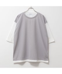 MAC HOUSE(men)(マックハウス（メンズ）)/URBAN COLLECTION アーバンコレクション 梨地フェイクベストレイヤードTシャツ 6091506/グレー