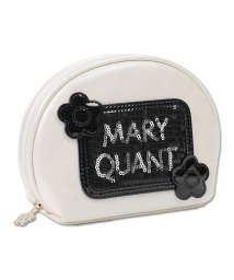 MARY QUANT(マリークヮント)/スパンコールロゴ ラウンドポーチL/パールホワイト