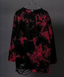 LUXSTYLE/ミニ裏毛タイダイ染めダメージ加工ロンT/ロンT メンズ 長袖Tシャツ タイダイ ムラ染め ミニ裏毛/505929390