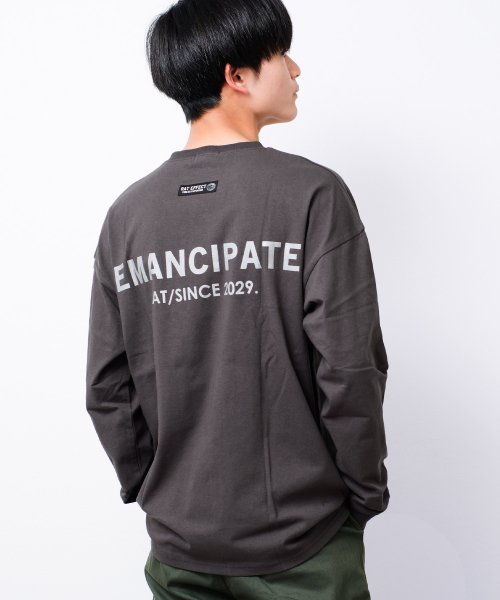 RAT EFFECT(ラット エフェクト)/EMANCIPATE リフレクター ロングTシャツ/チャコールグレー