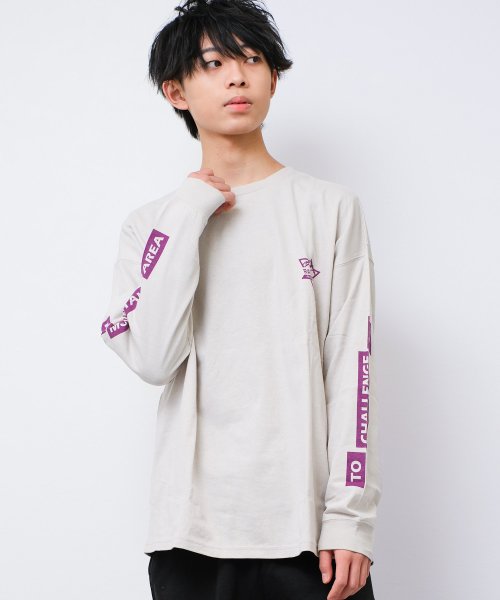 RAT EFFECT(ラット エフェクト)/M.AREA ネオンプリント ロングTシャツ/ライトグレー