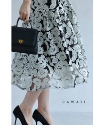 CAWAII/エレガントな花刺繍シアーベールミディアムスカート/505930685