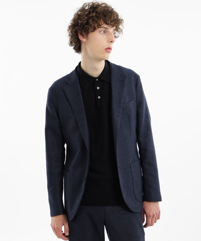 予約販売】テーラードジャージージャケット 杢カラミストレッチ