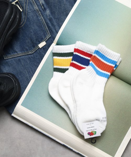 ar/mg(エーアールエムジー)/【78】【FOLS005】【FRUIT OF THE LOOM】KID'S 3P LINE SOCKS/その他系1