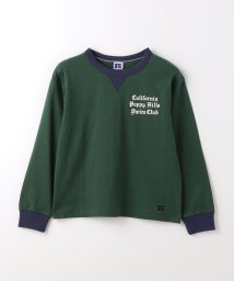 green label relaxing （Kids）(グリーンレーベルリラクシング（キッズ）)/【別注】＜RUSSELL ATHLETIC＞TJ EX プリントリンガー ロングスリーブ 100cm－130cm/DKGREEN