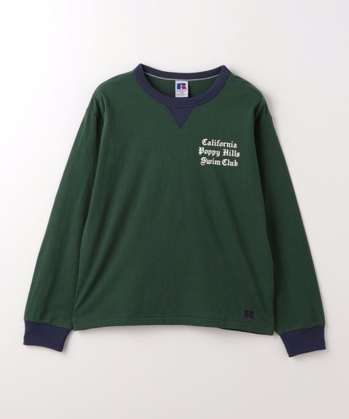 green label relaxing （Kids）(グリーンレーベルリラクシング（キッズ）)/【別注】＜RUSSELL ATHLETIC＞TJ EX プリントリンガー ロングスリーブ 140cm－150cm/DKGREEN