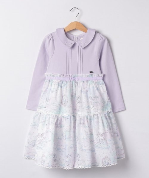 セール】 メゾピアノ(mezzo piano) |星空柄ドッキングワンピース  