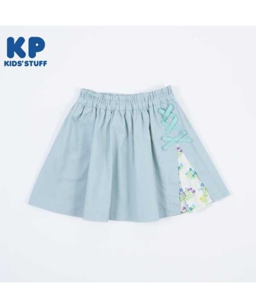 KP(ケーピー)/KP(ケーピー)花×リボン柄切り替えのコットンツイルスカート(140～150)/ミント