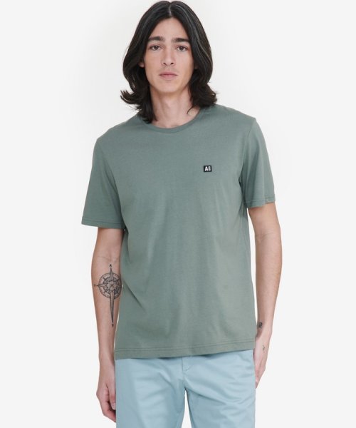 ＡＩＧＬＥ MEN(エーグル　メンズ)/オーガニックコットン ワンポイントロゴ クルーネック半袖Tシャツ/グリーン