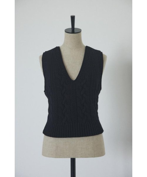 BLACK BY MOUSSY(ブラックバイマウジー)/cable knit tank top/BLK