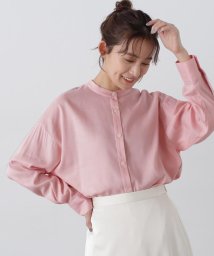 N Natural Beauty Basic(エヌナチュラルビューティベーシック)/バンドカラー麻混ルーズシャツ/ピンク