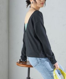 SHIPS WOMEN(シップス　ウィメン)/【SHIPS別注】onit:〈手洗い可能〉ラフィ 天竺 バック オープン ロング スリーブ◇/ブラック