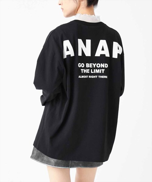 ANAP(アナップ)/ANAP ロゴ オーバーサイズ ロングスリーブ Tシャツ ロンT/ブラック