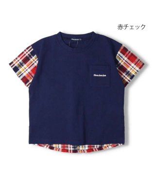 moujonjon/【子供服】 moujonjon (ムージョンジョン) マドラスチェックサッカー切替半袖Tシャツ 80cm～140cm M32806/505934028