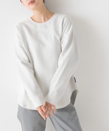 OMNES(オムネス)/【OMNES】リップルダブルフェイス 裾ラウンド長袖Tシャツ/ホワイト