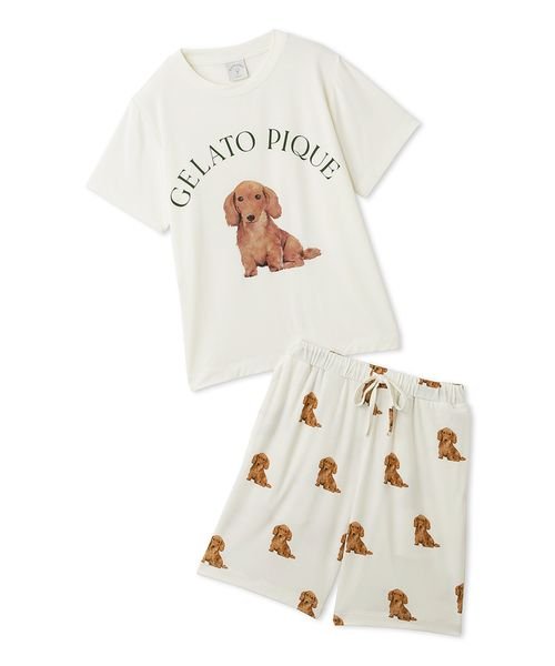 gelato pique Kids＆Baby(gelato pique Kids＆Baby)/【JUNIOR】 DOG柄Tシャツ&ショートパンツセット/OWHT