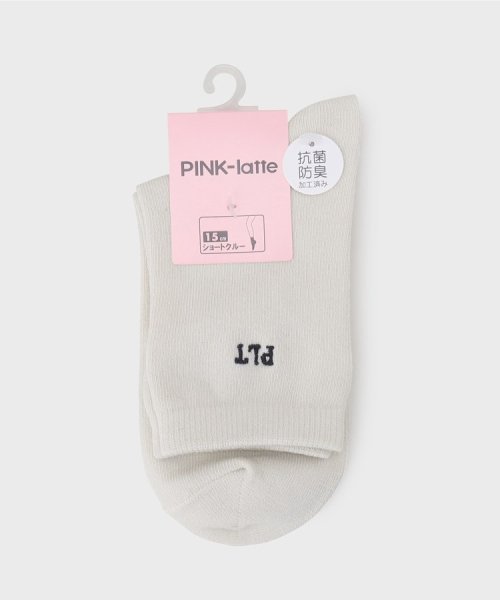 PINK-latte(ピンク　ラテ)/15cm リブロゴショート丈ソックス/モカブラウン（042）