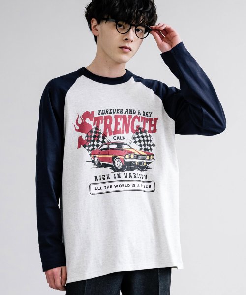 Rocky Monroe(ロッキーモンロー)/ロンT ラグラン 長袖 メンズ レディース カットソー Tシャツ プリント カレッジ 天竺ボディ ロゴ 綿 コットン 古着 リラックス ルーズ ビッグシルエット/アッシュグレー系