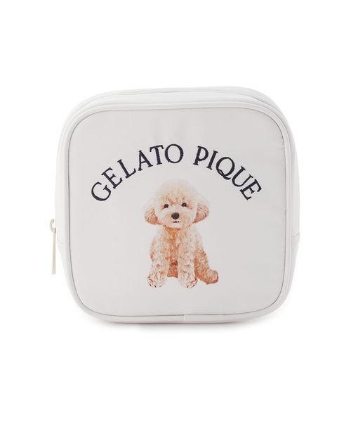 gelato pique(gelato pique)/DOG柄スクエアティッシュポーチ/LGRY