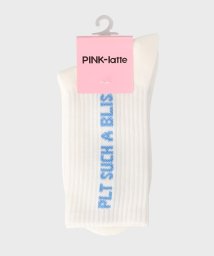 PINK-latte(ピンク　ラテ)/縦ロゴリブショート丈ソックス/オフホワイト（003）