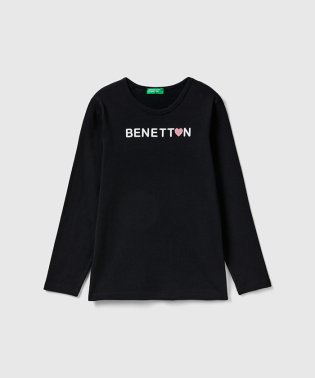 BENETTON (UNITED COLORS OF BENETTON GIRLS)/キッズオーガニックコットン100%フロントグリッター長袖Tシャツ・カットソーG/505895315