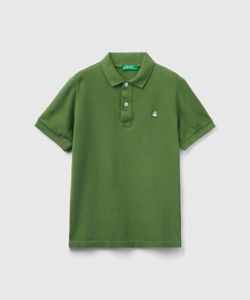 BENETTON (UNITED COLORS OF BENETTON BOYS)(ユナイテッド　カラーズ　オブ　ベネトン　ボーイズ)/キッズオーガニックコットン100%ロゴパッチ半袖ポロシャツB/グリーン