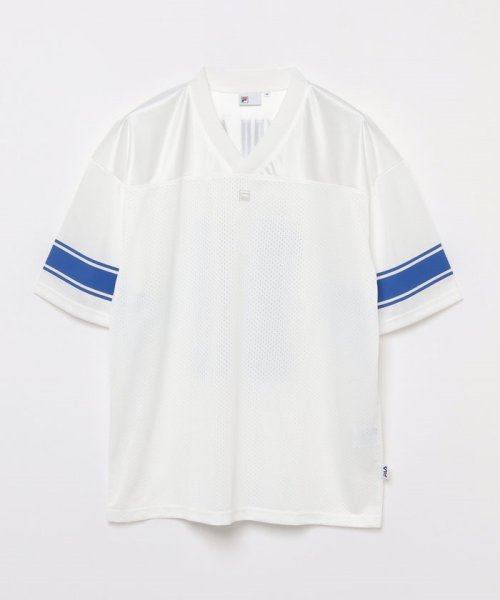 FILA（Casual Men）(フィラ（カジュアル　メンズ）)/【カジュアルウェア】 トリコットジャージ/メッシュ 切替フットボールシャツ メンズ/アイボリー