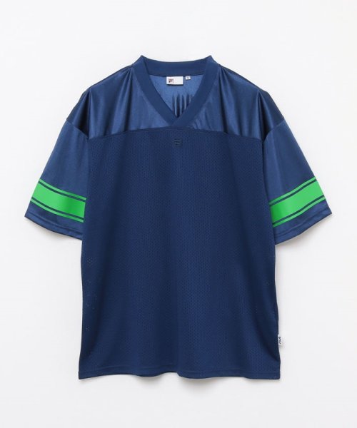 FILA（Casual Men）(フィラ（カジュアル　メンズ）)/【カジュアルウェア】 トリコットジャージ/メッシュ 切替フットボールシャツ メンズ/ネイビー