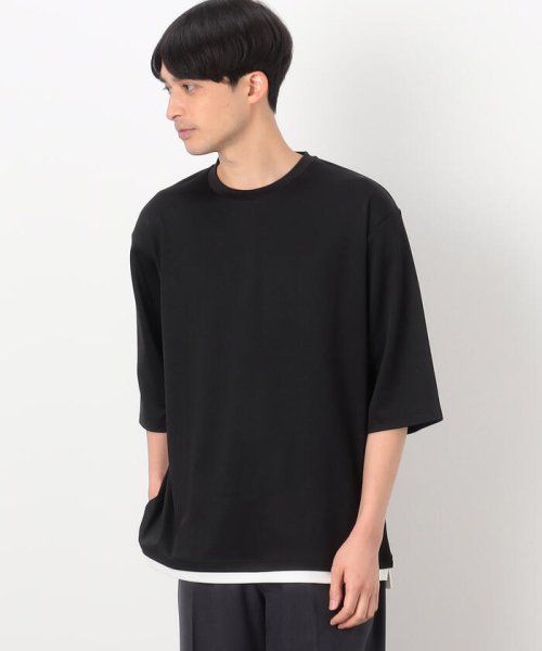 COMME CA ISM MENS(コムサイズム（メンズ）)/フェイクレイヤード 七分袖 Ｔシャツ/ブラック