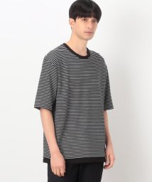 COMME CA ISM MENS(コムサイズム（メンズ）)/ボーダー柄 フェイクレイヤード Ｔシャツ/ブラック