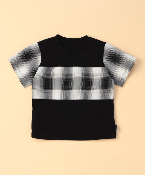 COMME CA ISM KIDS(コムサイズム（キッズ）)/オンブレーチェック使い 半袖Tシャツ(ベビーサイズ)/ブラック