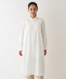 HIROKO BIS(ヒロコビス)/シャーリングデザインロングシャツ /洗濯機で洗える/ホワイト