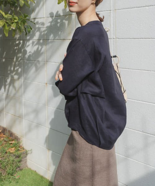 URBAN RESEARCH DOORS(アーバンリサーチドアーズ)/リネンバックタックプルオーバー/NAVY