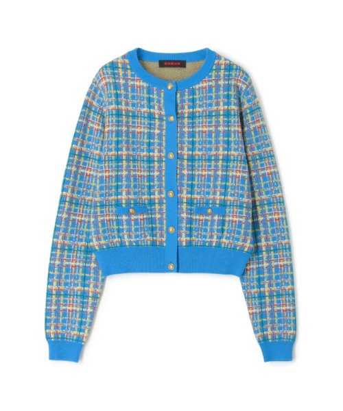CABaN コットンカシミヤチェックジャカード カーディガン 