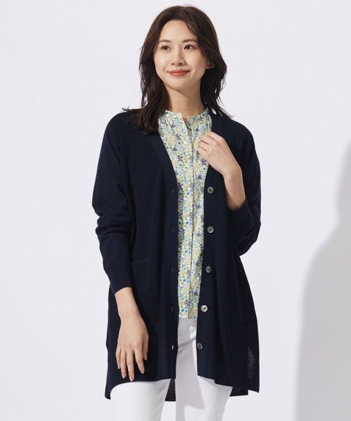 J.PRESS LADIES（LARGE SIZE）(J．プレス　レディス（大きいサイズ）)/【洗える】COTTON MODAL Vネック カーディガン/ネイビー系