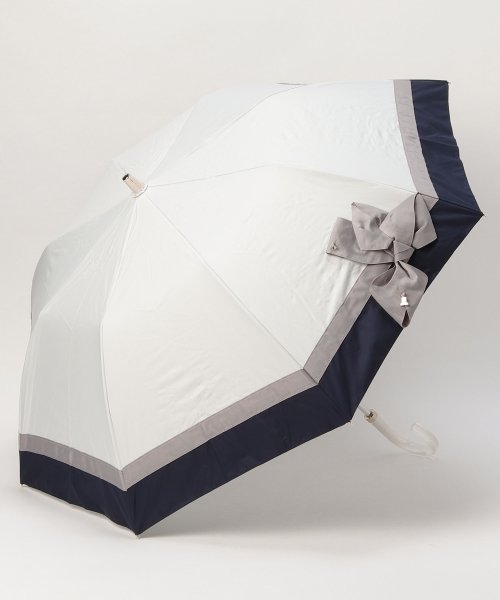 LANVIN en Bleu(umbrella)(ランバンオンブルー（傘）)/晴雨兼用折りたたみ日傘　ビジューリボン/オフホワイト