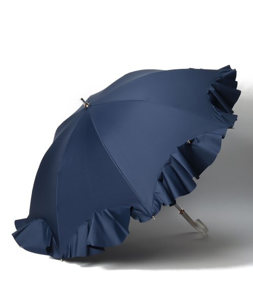 LANVIN en Bleu(umbrella)(ランバンオンブルー（傘）)/晴雨兼用日傘　フレアフリル/ネイビーブルー