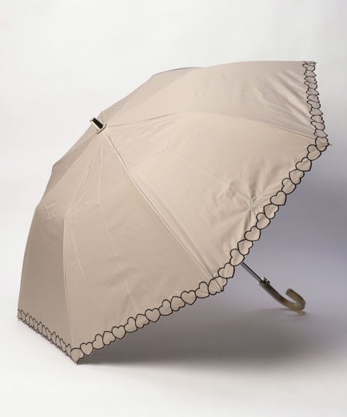 FURLA(フルラ)/晴雨兼用折りたたみ日傘　ハート刺繍/モカブラウン