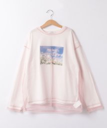 Lovetoxic(ラブトキシック)/チュールレイヤードルーズ長袖Tシャツ/ピンク